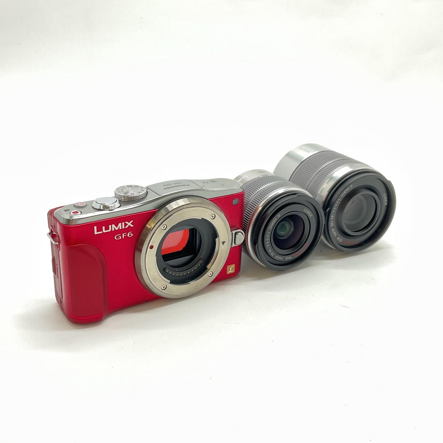 【全額返金保証】【最速発送】Panasonic デジタル一眼 LUMIX DMC-GF6W-R ダブルズームレンズキット レッド 動作確認済