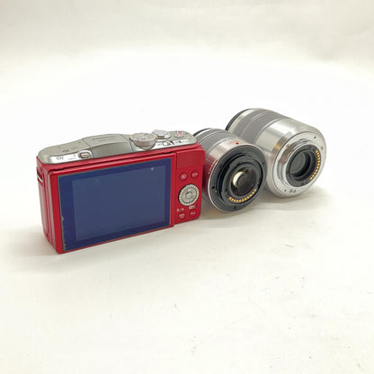 【全額返金保証】【最速発送】Panasonic デジタル一眼 LUMIX DMC-GF6W-R ダブルズームレンズキット レッド 動作確認済