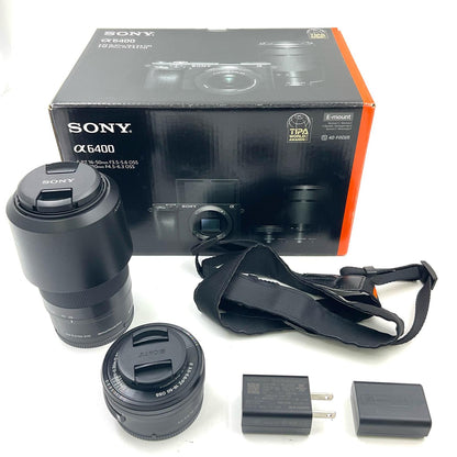 【全額返金保証】【最速発送】Sony デジタル一眼 α6400 ILCE-6400Y ダブルズームレンズキット ブラック 動作確認済