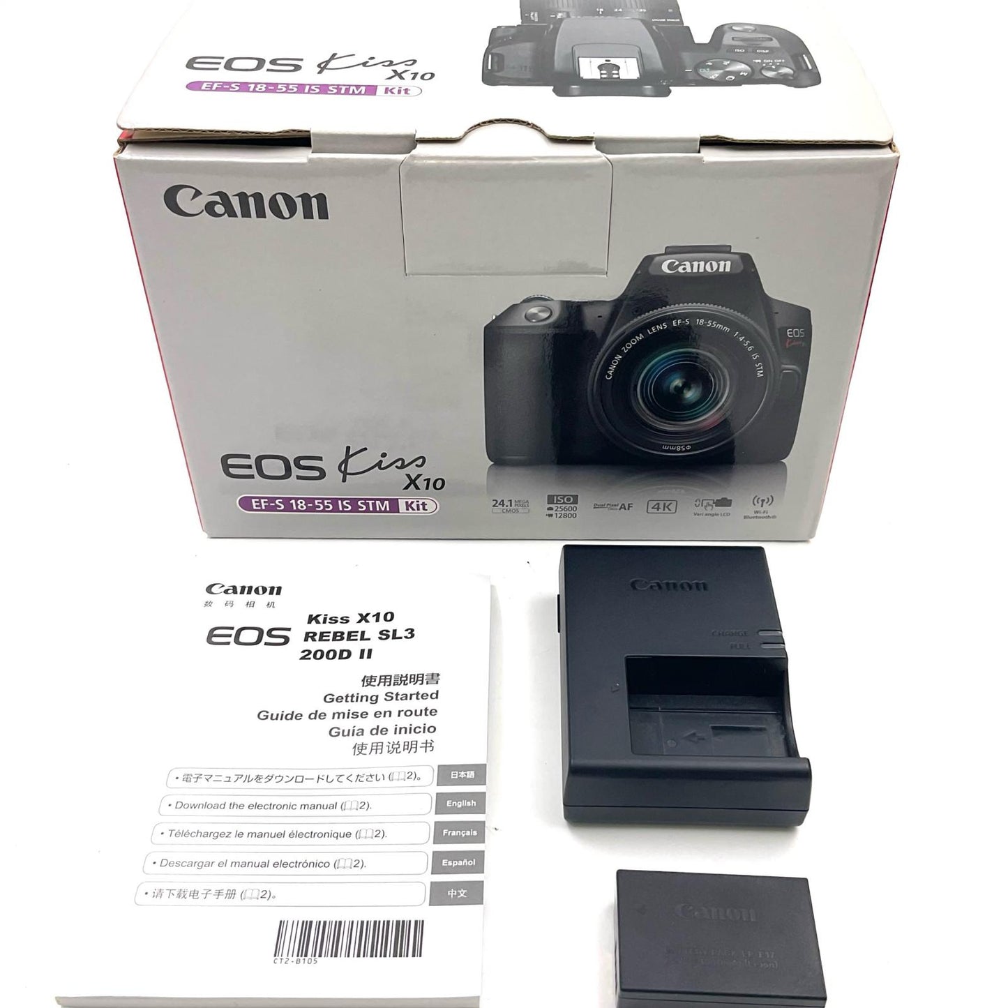 【全額返金保証】【最速発送】Canon デジタル一眼 EOS Kiss X10 EF-S18-55 IS STM レンズキット ブラック 動作確認済
