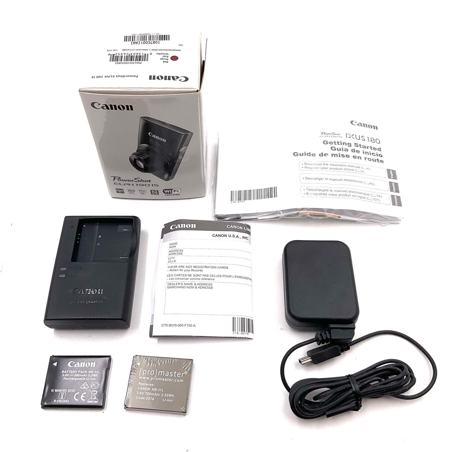 【全額返金保証】【最速発送】Canon コンパクトデジタルカメラ PowerShot ELPH 190 IS　レッド 美品 動作確認済