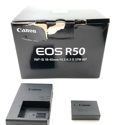 【全額返金保証】【最速発送】Canon デジタル一眼 EOS R50 RF-S18-45 IS STM レンズキット [ブラック] 美品 動作確認済