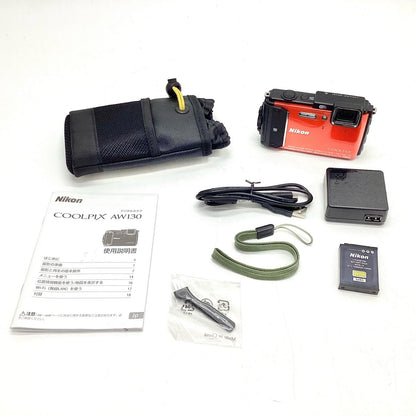 【全額返金保証】【最速発送】Nikon コンパクトデジタルカメラ COOLPIX AW130 [オレンジ] 動作確認済