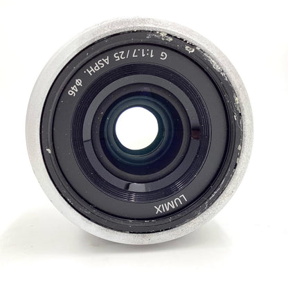 【全額返金保証】【最速発送】Panasonic LUMIX G 25mm/F1.7 ASPH. H-H025-S [シルバー] 動作確認済