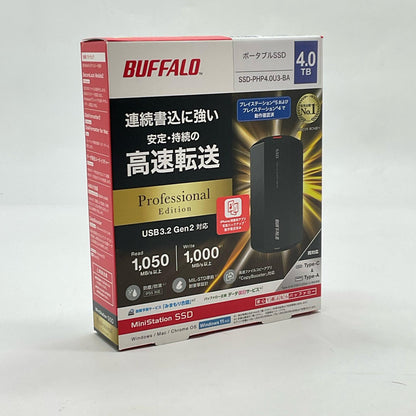 【全額返金保証】【最速発送】BUFFALO ポータブルSSD 4TB SSD-PHP4.0U3-BA 新品未開封 即納OK
