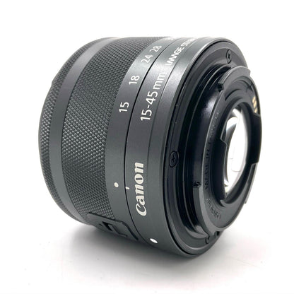 【全額返金保証】【最速発送】Canon EF-M15-45mm F3.5-6.3 IS STM [グラファイト] 動作確認済