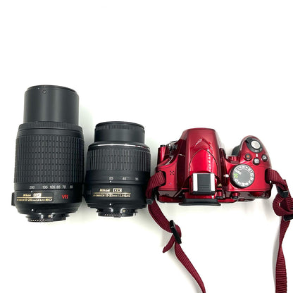 【最速発送】Nikon デジタル一眼 D3200 200mm ダブルズームキット レッド【難有】