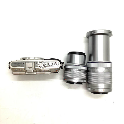 【全額返金保証】【最速発送】OLYMPUS デジタル一眼 OLYMPUS PEN Lite E-PL5 ダブルズームキット [シルバー] シルバー 美品 動作確認済