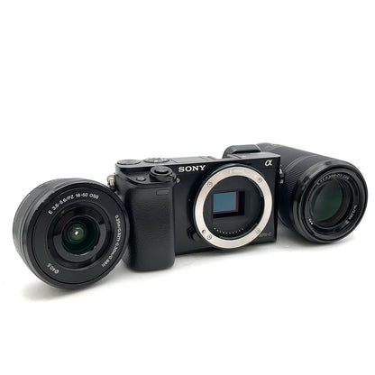 【全額返金保証】【最速発送】Sony デジタル一眼 α6000 ILCE-6000Y ダブルズームレンズキット [ブラック] ブラック 美品 動作確認済