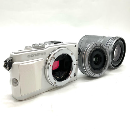 【全額返金保証】【最速発送】OLYMPUS デジタル一眼 OLYMPUS PEN Lite E-PL6 EZ ダブルズームキット ホワイト 美品 動作確認済