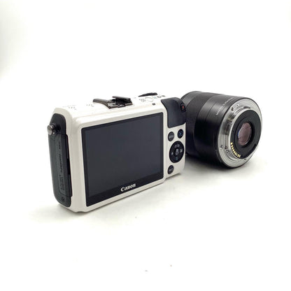 【全額返金保証】【最速発送】Canon デジタル一眼 EOS M EF-M18-55 IS STM レンズキット ホワイト 美品 動作確認済