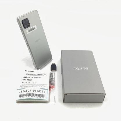 【全額返金保証】【最速発送】SHARP AQUOS sense6 64GB シルバー Softbank SIMフリー SH-M19 白ロム 美品 動作確認済