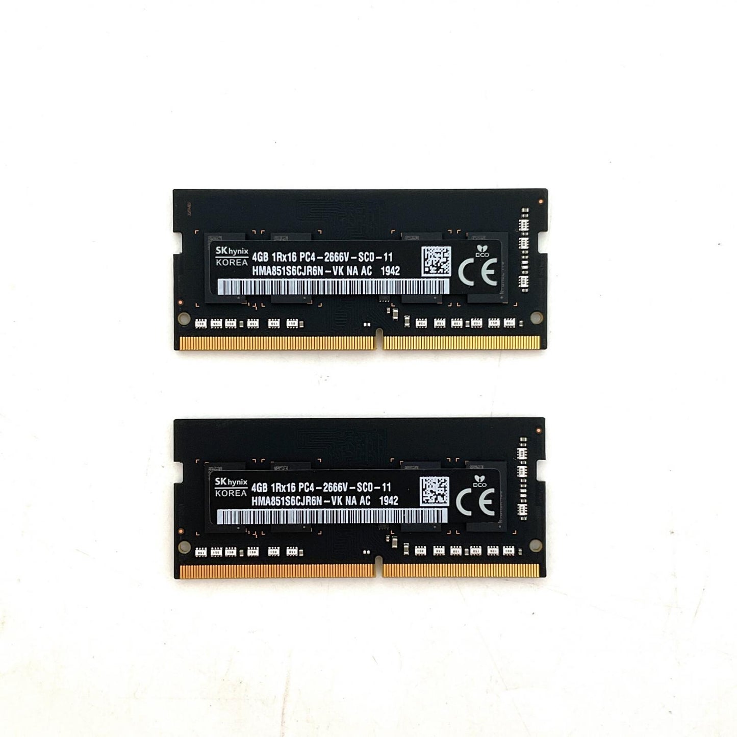 【全額返金保証】【最速発送】SK hynix メモリ ノートPC用PC4-2666V-SCD-11 4GB X2枚組 合計8GB HMA851S6CJR6N 美品 動作確認済
