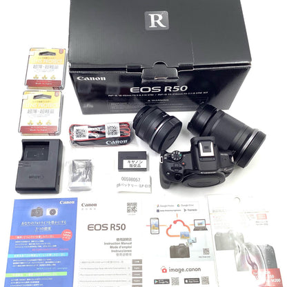 【全額返金保証】【最速発送】Canon デジタル一眼 EOS R50 ダブルズームキット [ブラック] ブラック 超美品 動作確認済