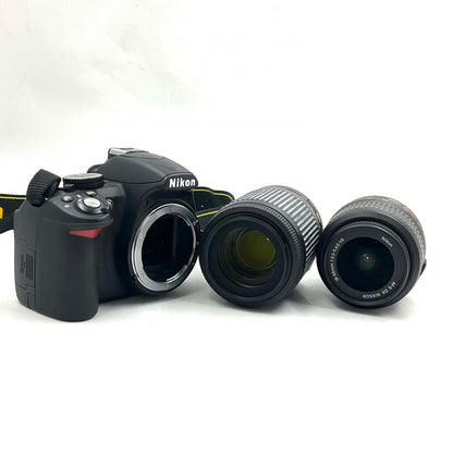 【全額返金保証】【最速発送】Nikon デジタル一眼 D3100 200mmダブルズームキット [ブラック] ブラック 美品 動作確認済