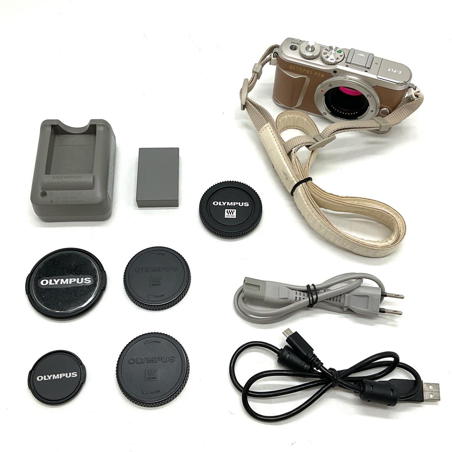 【全額返金保証】【最速発送】OLYMPUS デジタル一眼 PEN E-PL9 EZダブルズームキット [ブラウン] 美品 動作確認済