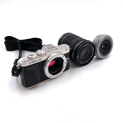 【全額返金保証】【最速発送】OLYMPUS デジタル一眼 PEN Lite E-PL7 EZダブルズームキット シルバー 美品 動作確認済