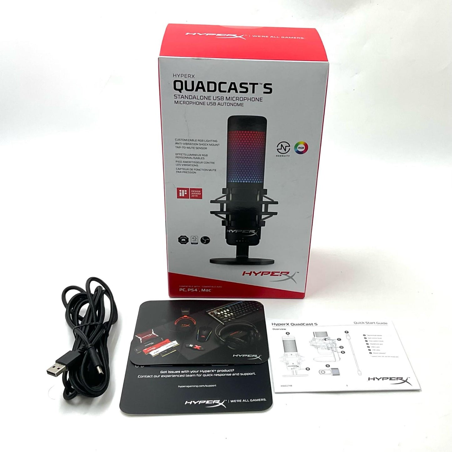 【全額返金保証】【最速発送】HyperX HyperX QuadCast S USBマイク HMIQ1S-XX-RG/G 美品 動作確認済