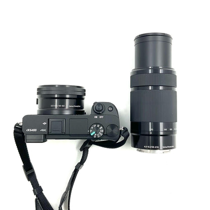 【全額返金保証】【最速発送】Sony デジタル一眼 α6400 ILCE-6400Y ダブルズームレンズキット ブラック 美品 動作確認済