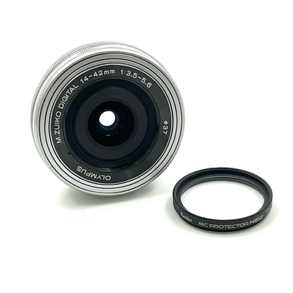 【全額返金保証】【最速発送】OLYMPUS M.ZUIKO DIGITAL 14-42mm F3.5-5.6 EZ ED MSC 動作確認済