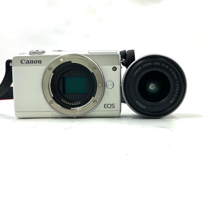 【全額返金保証】【最速発送】Canon デジタル一眼 EOS M100 EF-M15-45 IS STM レンズキット [ホワイト] 美品 動作確認済