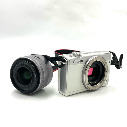 【全額返金保証】【最速発送】Canon デジタル一眼 EOS M100 EF-M15-45 IS STM レンズキット [ホワイト] 美品 動作確認済