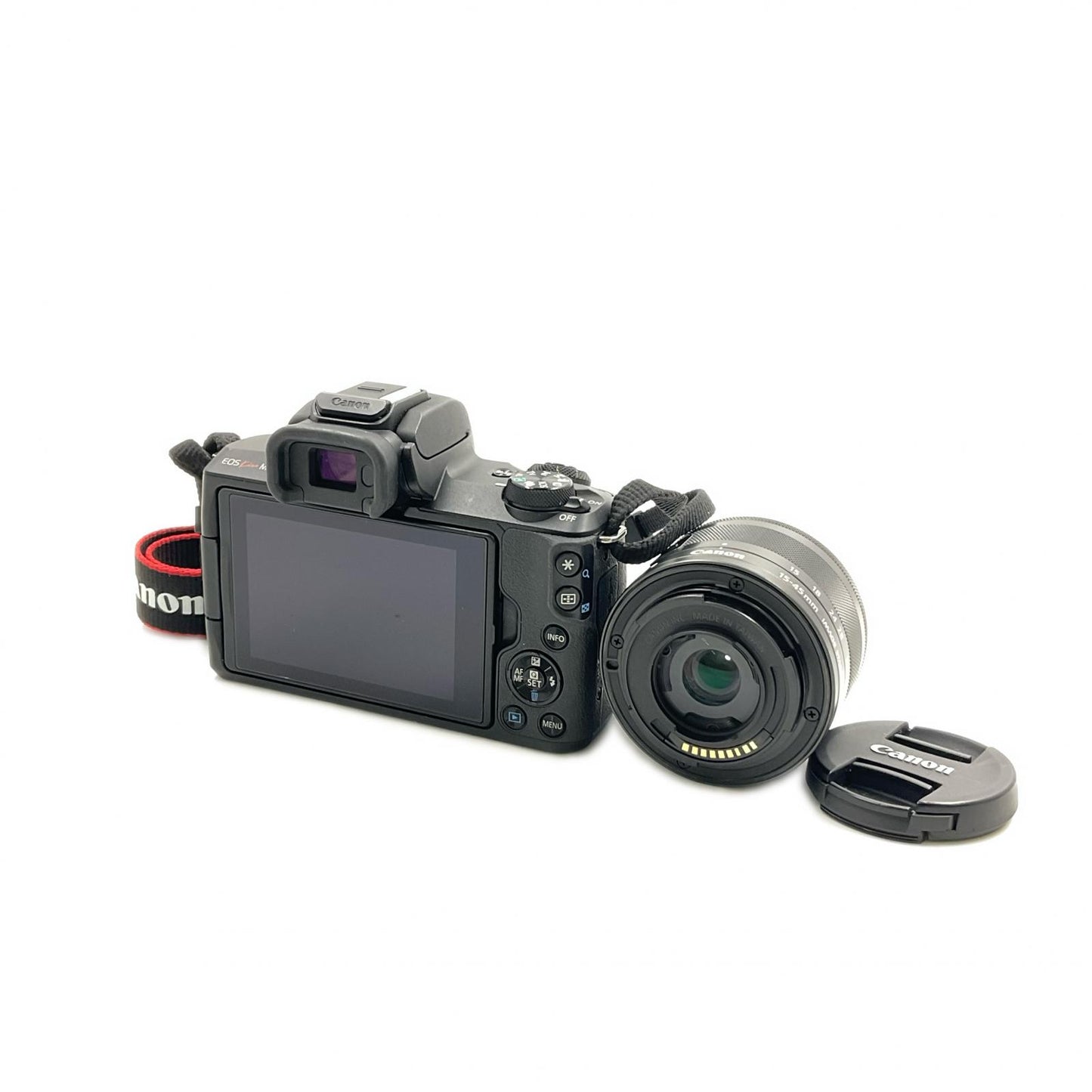 【全額返金保証】【最速発送】Canon デジタル一眼 EOS Kiss M EF-M15-45 IS STM レンズキット [ブラック] 美品 動作確認済
