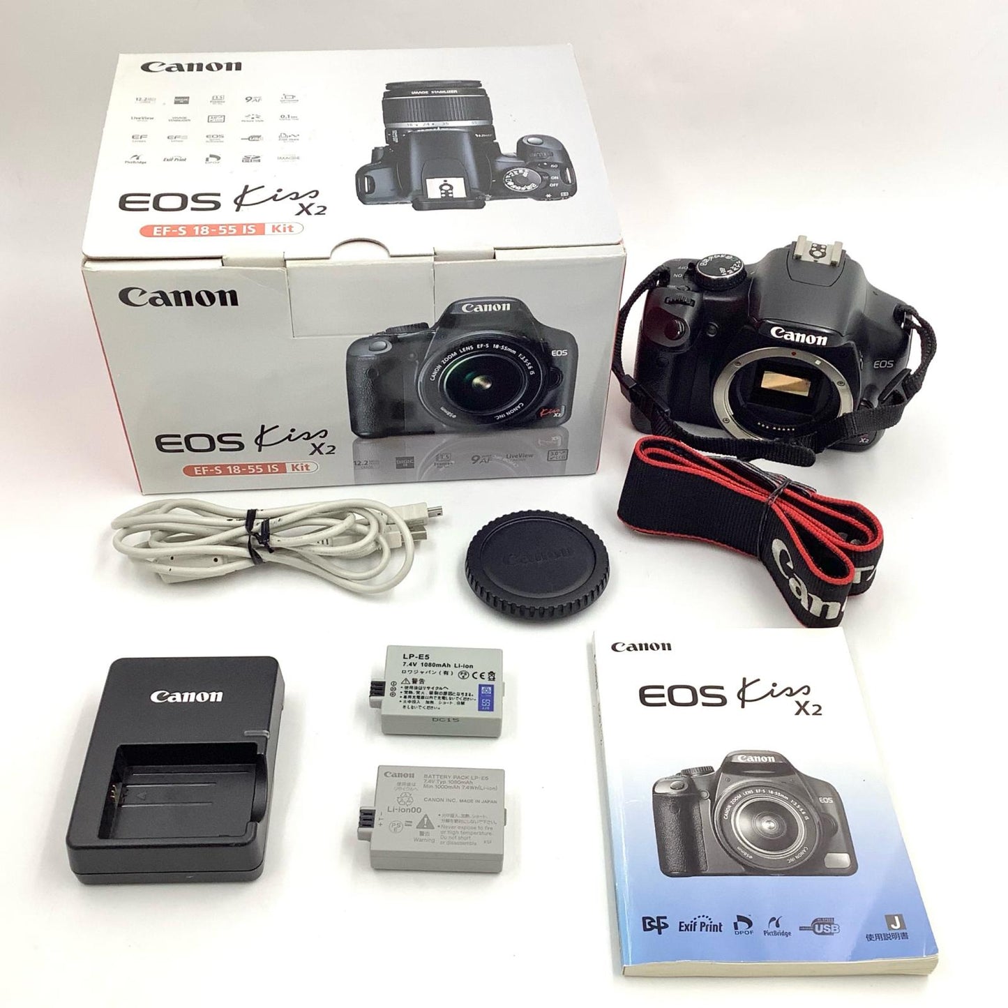 【全額返金保証】【最速発送】Canon デジタル一眼 EOS Kiss X2 ボディ ブラック 美品 動作確認済