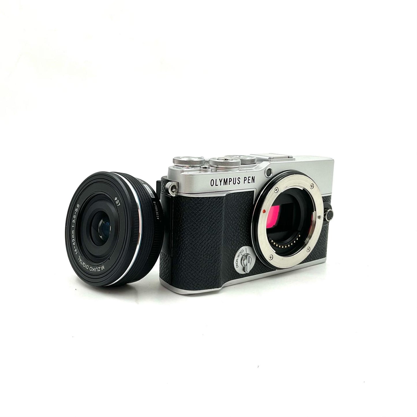 【全額返金保証】【最速発送】OLYMPUS デジタル一眼 PEN E-P7 14-42mm EZレンズキット [シルバー] 美品 動作確認済
