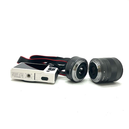 【全額返金保証】【最速発送】Canon デジタル一眼 EOS M2 ダブルレンズキット ホワイト 美品 動作確認済