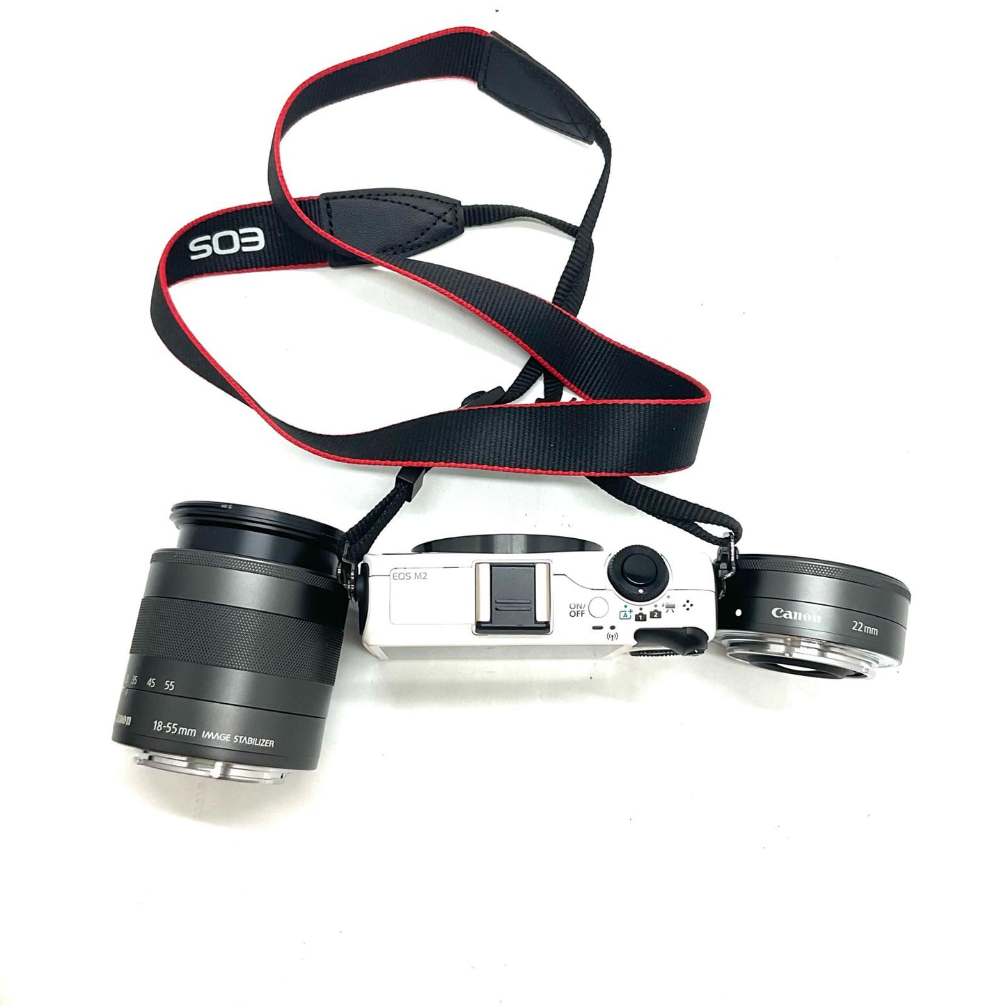 【全額返金保証】【最速発送】Canon デジタル一眼 EOS M2 ダブルレンズキット ホワイト 美品 動作確認済