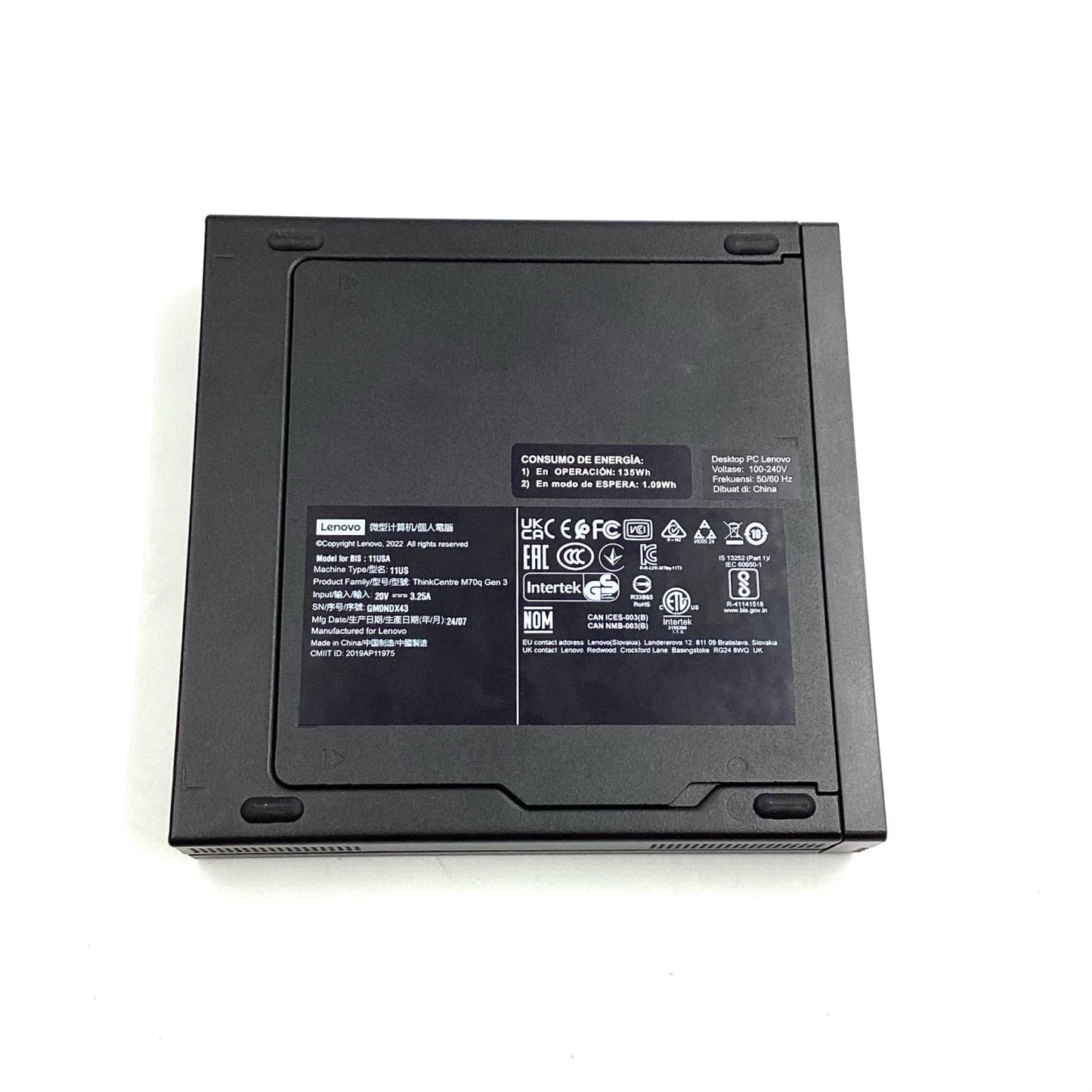 【全額返金保証】【最速発送】Lenovo ThinkCenter 11USS0PS00 12th Gen Intel(R) Core(TM) i3-12100T 8GB M.2 SSD 256GB 美品 動作確認済