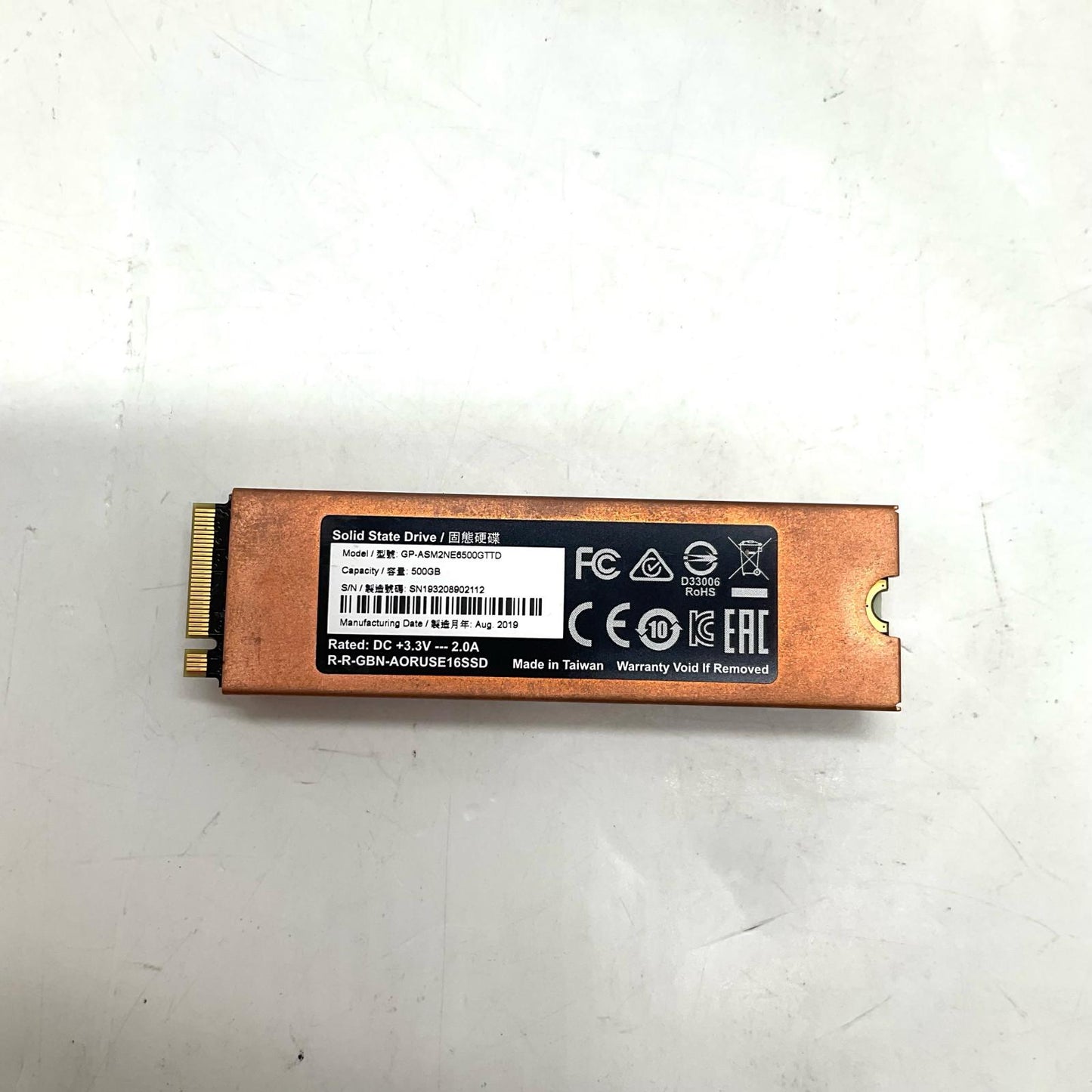 【全額返金保証】【最速発送】AORUS ストレージ NVMe Gen4 SSD 500GB GP-ASM2NE6500GTTD 美品 動作確認済