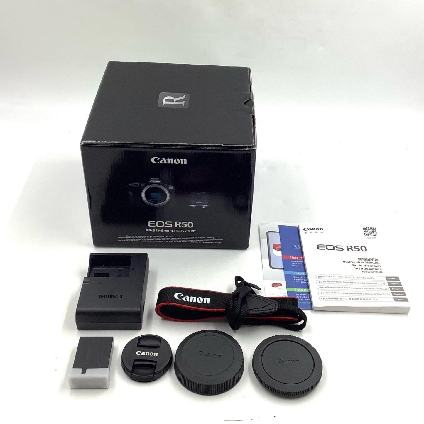 【全額返金保証】【最速発送】Canon デジタル一眼 EOS R50 RF-S18-45 IS STM レンズキット ブラック 超美品 動作確認済