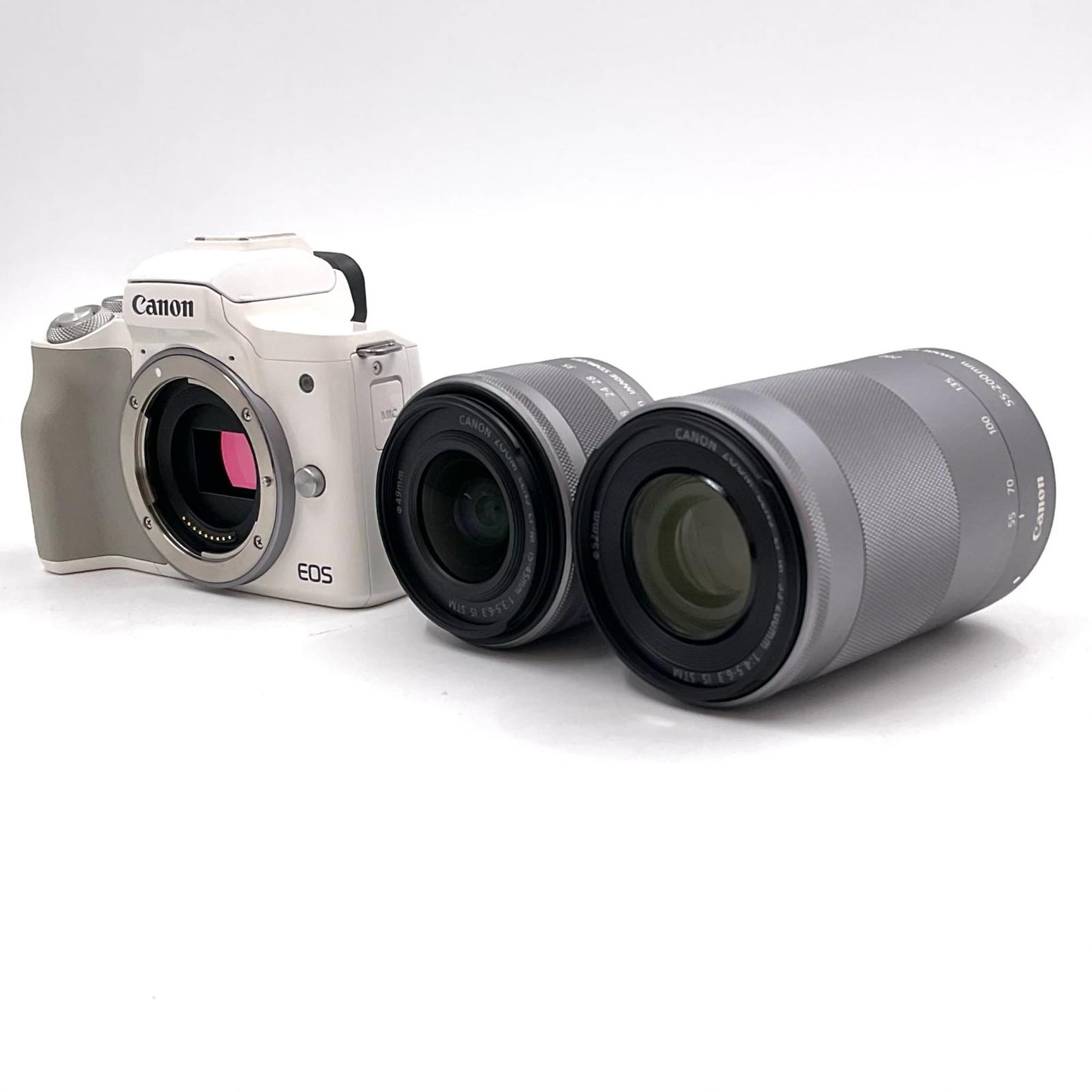 【全額返金保証】【最速発送】Canon デジタル一眼 EOS Kiss M ダブルズームキット [ホワイト] 美品 動作確認済