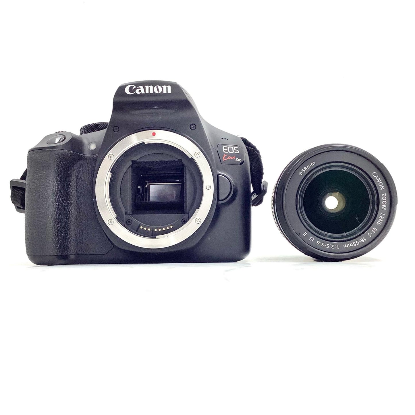 【全額返金保証】【最速発送】Canon デジタル一眼 EOS Kiss X80 EF-S18-55 IS II レンズキット ブラック 動作確認済