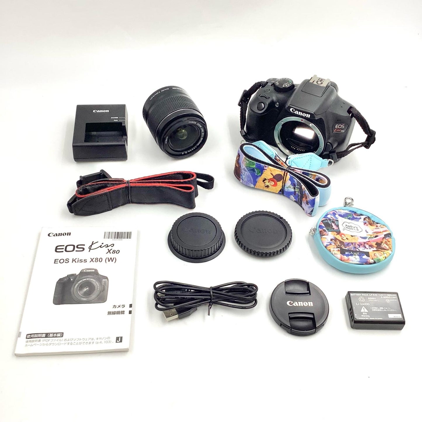 【全額返金保証】【最速発送】Canon デジタル一眼 EOS Kiss X80 EF-S18-55 IS II レンズキット ブラック 動作確認済