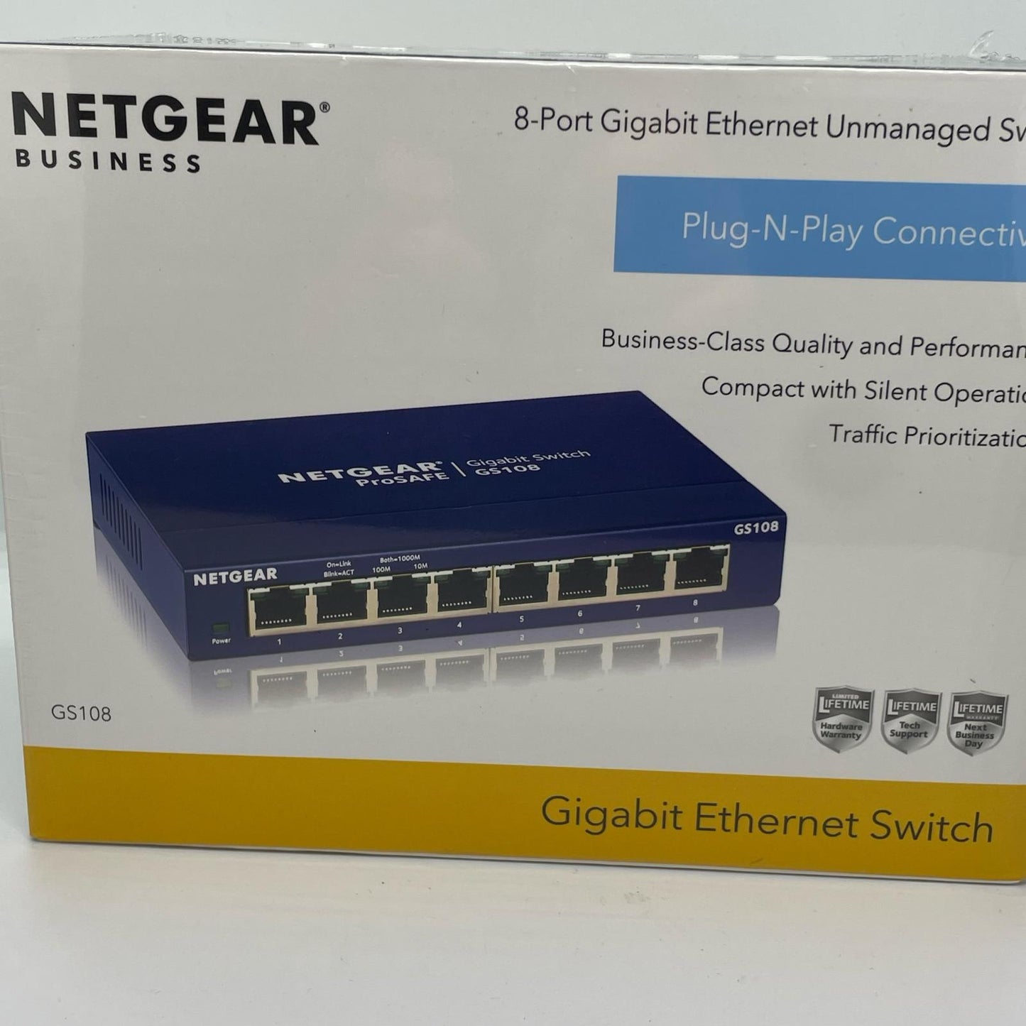 【全額返金保証】【最速発送】NETGEAR 8-port gigabit ethernet unmanageg switch GS108 新品未開封 即納OK