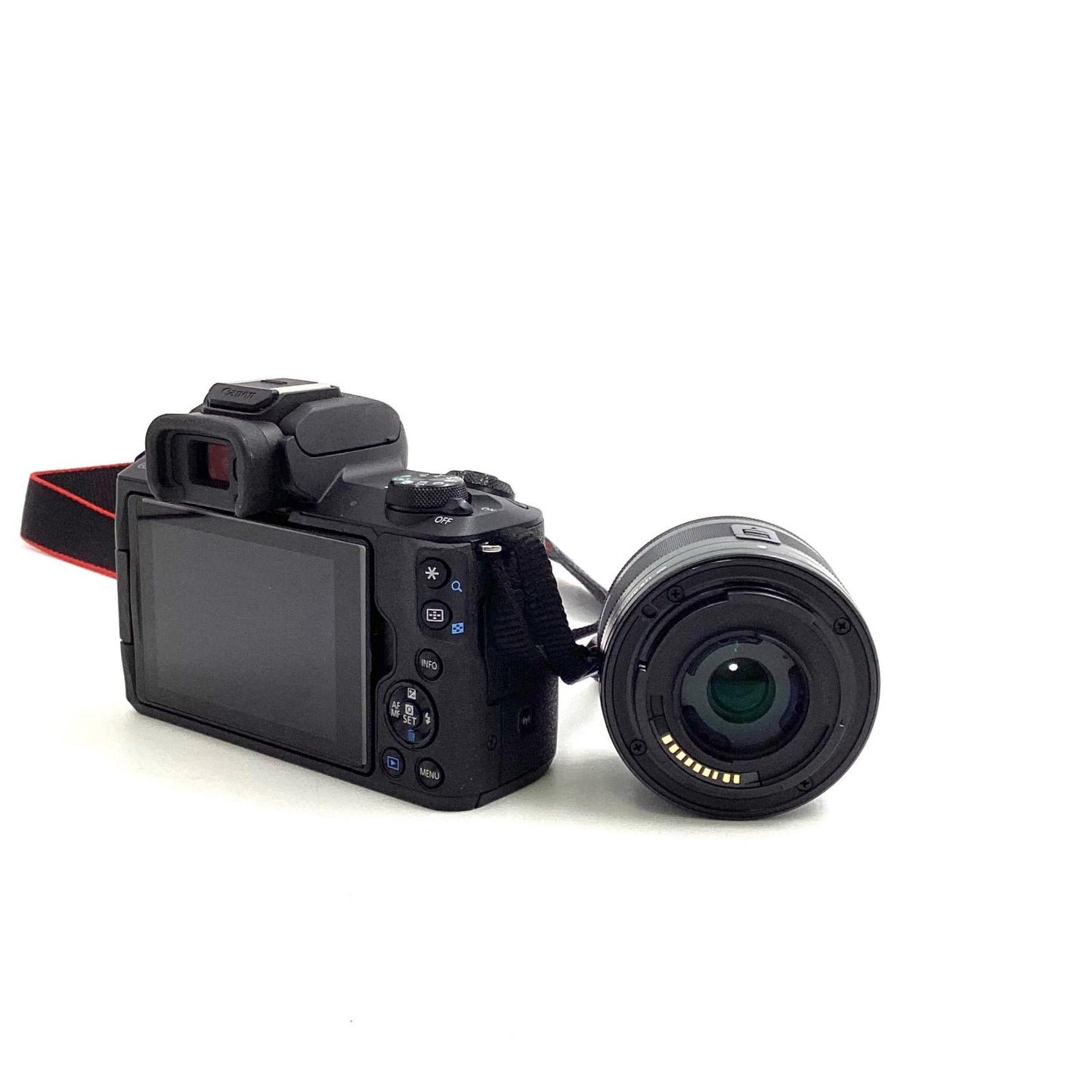 【全額返金保証】【最速発送】Canon デジタル一眼 EOS kiss M 15-45mm F3.5-6.3 IS STM レンズキット ブラック 美品 動作確認済