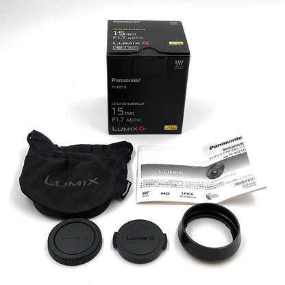 【全額返金保証】【最速発送】Panasonic LEICA DG SUMMILUX 15mm/F1.7 ASPH. H-X015-K [ブラック] 美品 動作確認済