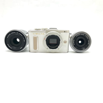 【全額返金保証】【最速発送】OLYMPUS デジタル一眼 PEN E-PL8 EZダブルズームキット ホワイト 美品 動作確認済