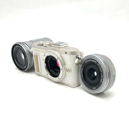 【全額返金保証】【最速発送】OLYMPUS デジタル一眼 PEN E-PL8 EZダブルズームキット ホワイト 美品 動作確認済