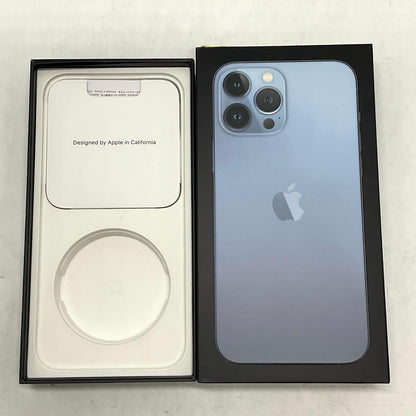 【全額返金保証】【最速発送】Apple iPhone iPhone 13 Pro Max 256GB シエラブルー docomo 白ロム 動作確認済 74%