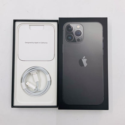 【全額返金保証】【最速発送】Apple iPhone iPhone 13 Pro Max 128GB グラファイト au SIMフリー 白ロム 動作確認済 80%