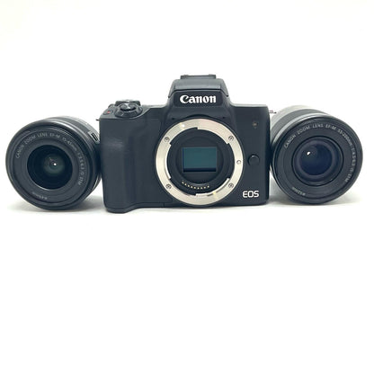 【全額返金保証】【最速発送】Canon デジタル一眼 EOS Kiss M2 ダブルズームキット [ブラック] 美品 動作確認済