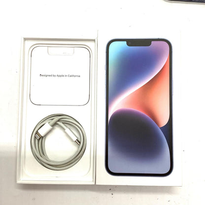 【全額返金保証】【最速発送】Apple iPhone iPhone 14 128GB ブルー au 白ロム 美品 動作確認済 84%