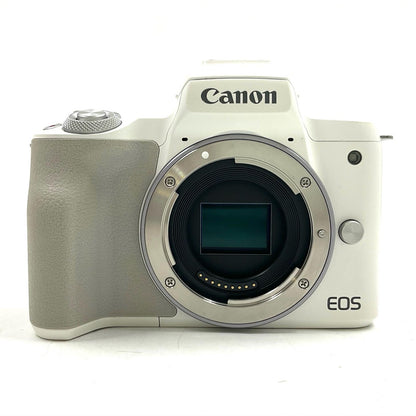 【全額返金保証】【最速発送】Canon デジタル一眼 EOS Kiss M2ダブルズームキット ホワイト 美品 動作確認済