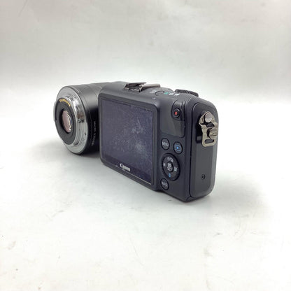【全額返金保証】【最速発送】Canon デジタル一眼 EOS M EF-M18-55 IS STM レンズキット ブラック 美品 動作確認済