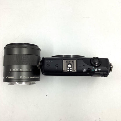 【全額返金保証】【最速発送】Canon デジタル一眼 EOS M EF-M18-55 IS STM レンズキット ブラック 美品 動作確認済