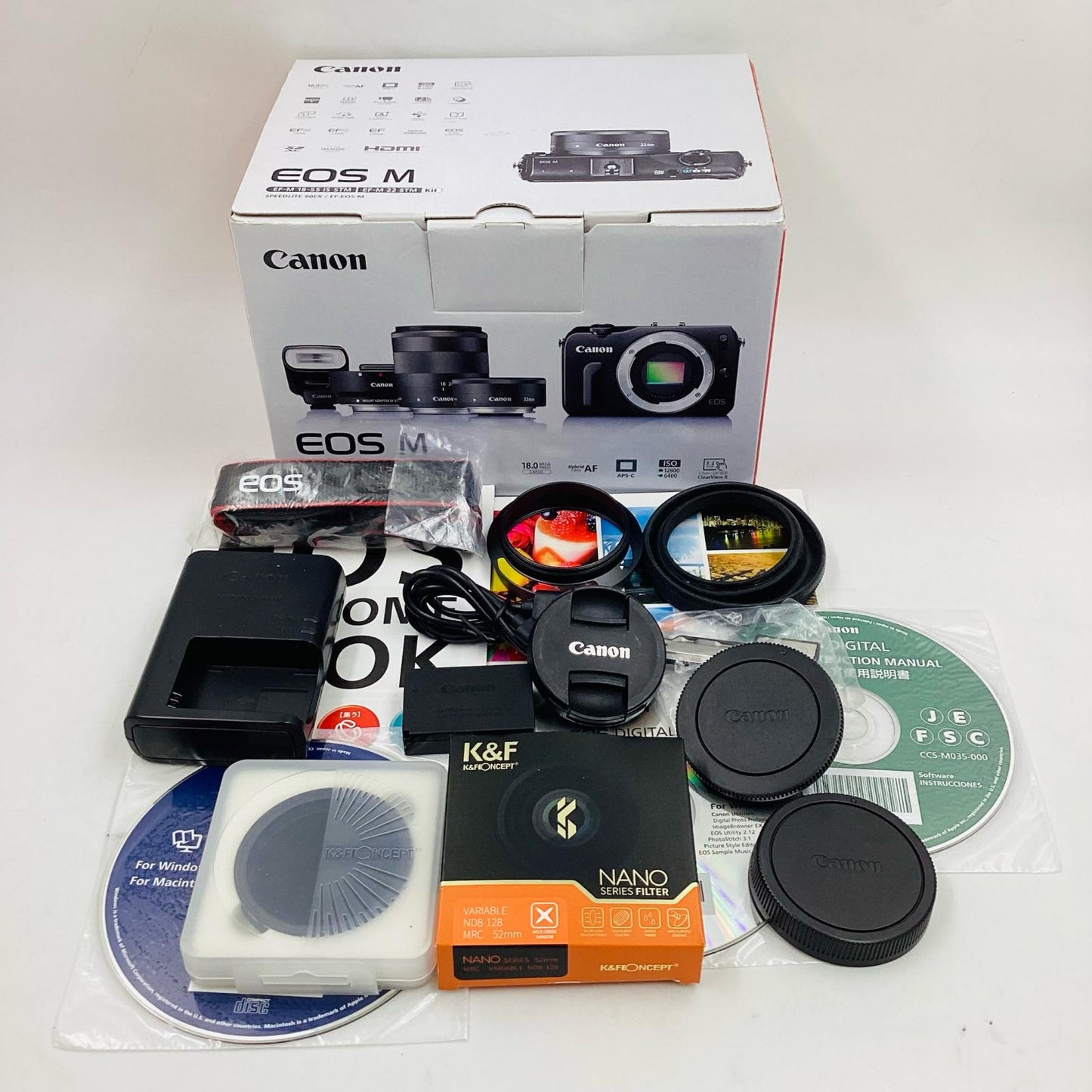 【全額返金保証】【最速発送】Canon デジタル一眼 EOS M EF-M18-55 IS STM レンズキット ブラック 美品 動作確認済